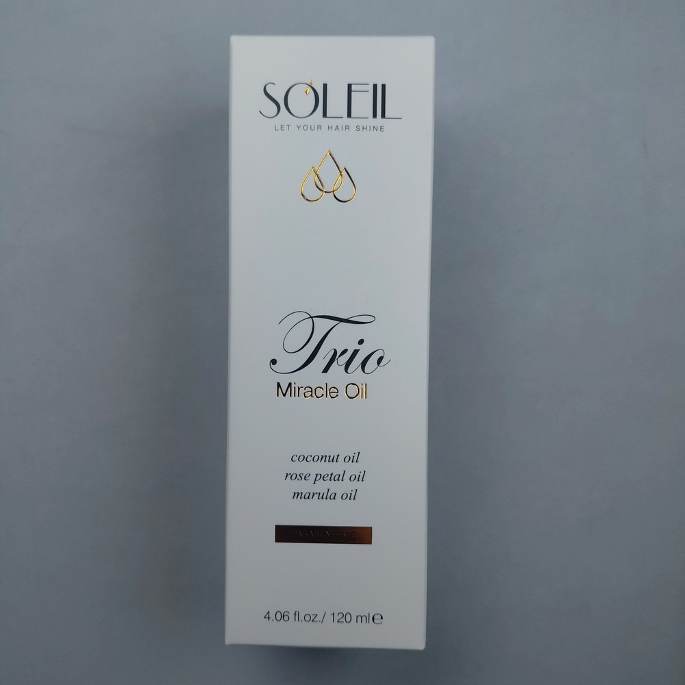 Soleil Trio Miracle Oil Coconut Rose Petal Marula Oils Paraben-Free 4.06 Oz Hair